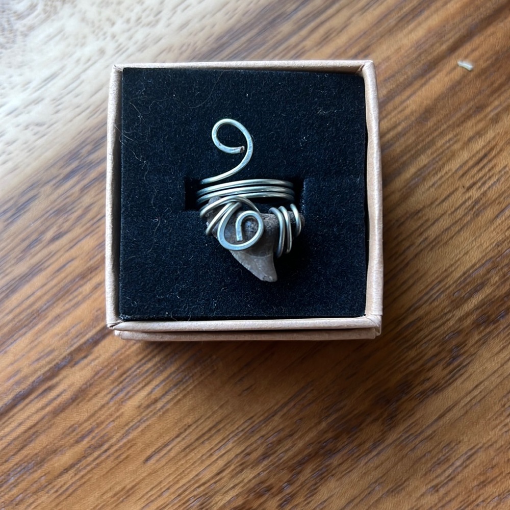 Handmade shark tooth ring. Teeth found in the lowcountry of SC
